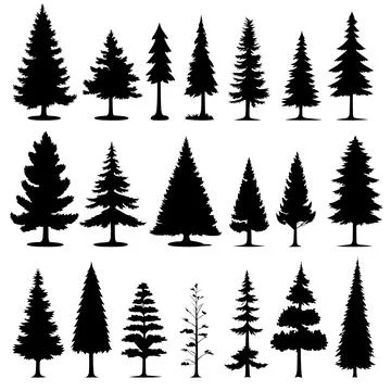 Pine tree silhouettes Stock Illustration