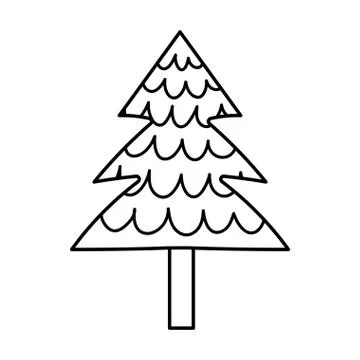 Pine tree with snow decoration merry christmas icon thick line Stock Illustration