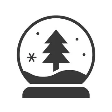 Pine tree in snow globe, Merry Christmas filled icon set 库存插图