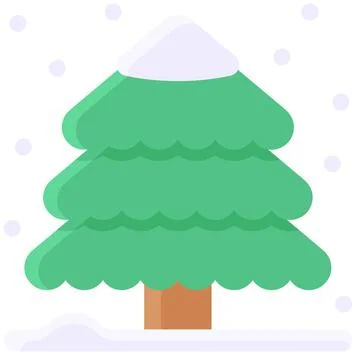 Pine tree with snow icon, Christmas related vector illustration 스톡 일러스트