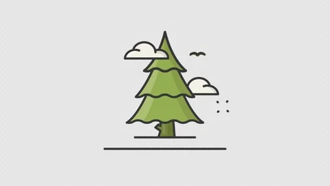 Pine tree spruce tree icon animation video, forest wood cartoon animation Stock Footage 264951614