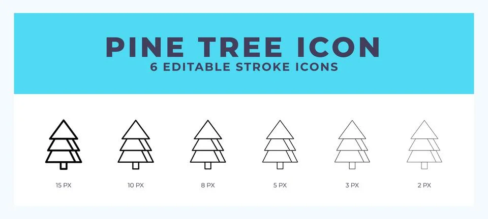 Pine tree stroke icon for web. Mobile apps and ui. Illustrazione stock