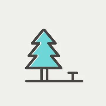 Pine tree thin line icon Stock Illustration