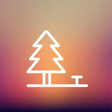 Pine tree thin line icon Stock Illustration