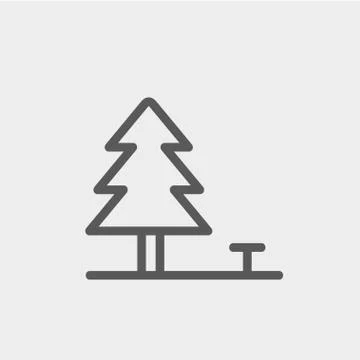 Pine tree thin line icon Stock Illustration