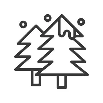 Pine tree vector, Christmas related line style icon Illustrazione stock