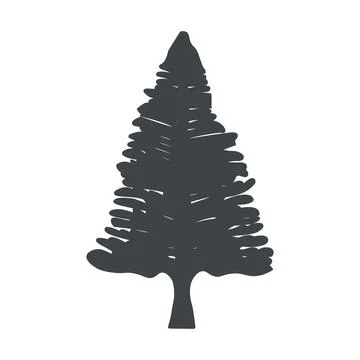 Pine tree vector icon nature themed design, outdoor adventure, forest illus.. Stock Illustration