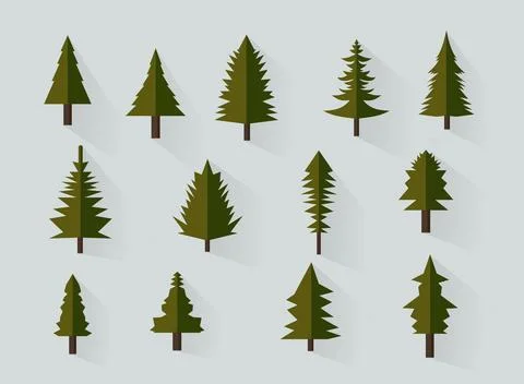 Pine tree vector illustration collection Stock Illustration