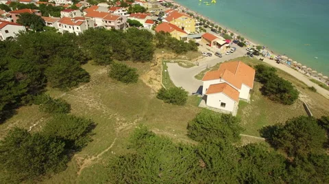 From pine trees to the beach, aerial Stock Footage 56478435