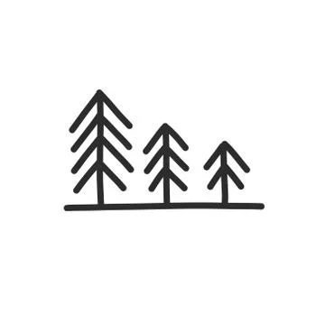 Pine trees doodle icon, vector illustration Stock Illustration