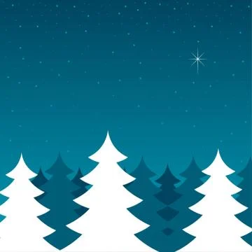 Pine Trees During Winter Stock Illustration