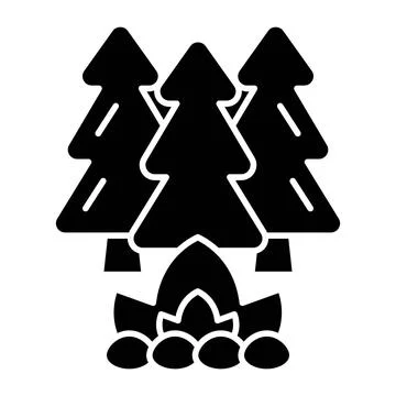 Pine Trees Glyph Icon Stock Illustration