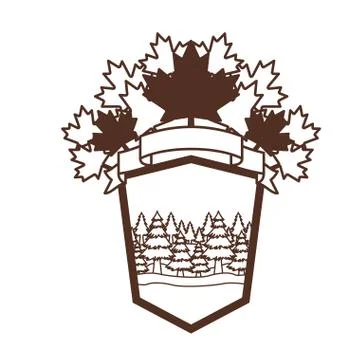 Pine trees inside label of canada design vector illustration Stock Illustration