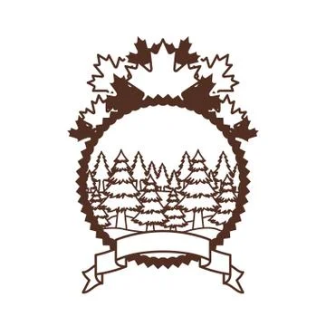 Pine trees inside label of canada design vector illustration Stock Illustration