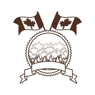 Pine trees inside label of canada design vector illustration Stock Illustration