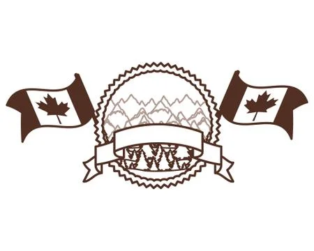 Pine trees inside label of canada design vector illustration Stock Illustration