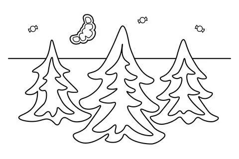 Pine Trees Landscape Line Illustration Stock Illustration
