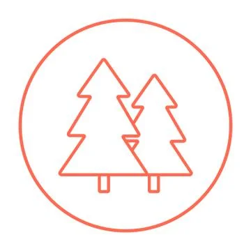 Pine trees line icon Stock Illustration