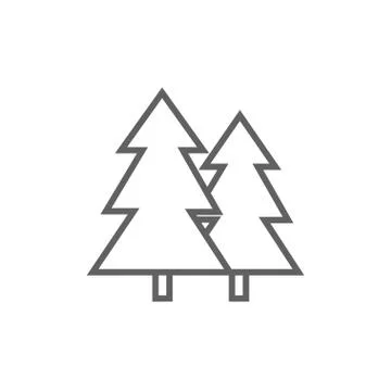 Pine trees line icon Stock Illustration