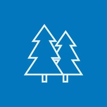 Pine trees line icon Stock Illustration