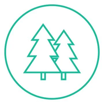 Pine trees line icon Stock Illustration