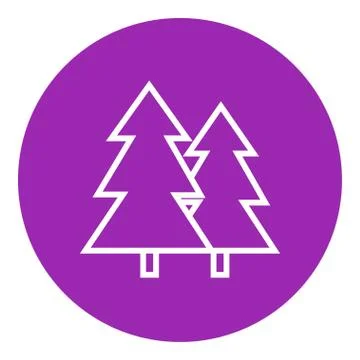 Pine trees line icon Stock Illustration