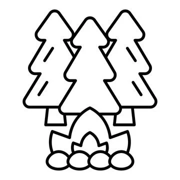 Pine Trees Line Icon Stock Illustration