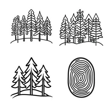 Pine trees line icon set. Forest, forest, nature. Can be used for topics li.. Stock Illustration