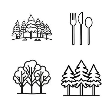 Pine trees line icon set. Forest, forest, nature. Can be used for topics li.. Stock Illustration