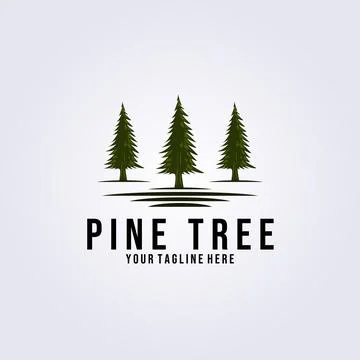 Pine trees logo vector illustration design, river colors Stock Illustration