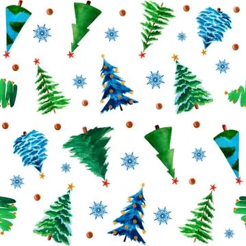 Pine Trees Seamless Pattern for fabric texture or wrapping paper. Stock Illustration