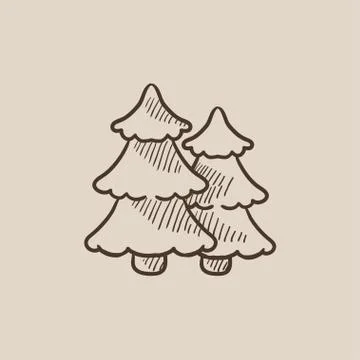 Pine trees sketch icon Stock Illustration