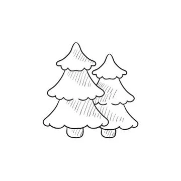 Pine trees sketch icon Stock Illustration