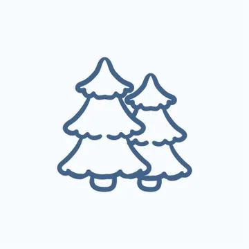 Pine trees sketch icon Stock Illustration