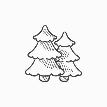 Pine trees sketch icon Stock Illustration