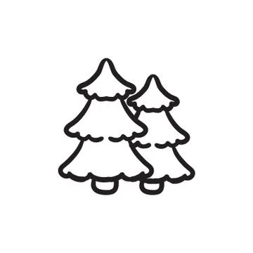 Pine trees sketch icon Stock Illustration