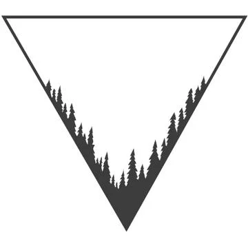 Pine trees in a triangle. Vector drawing. Stock Illustration