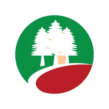 Pine Trees Vector Logo Design Stock Illustration