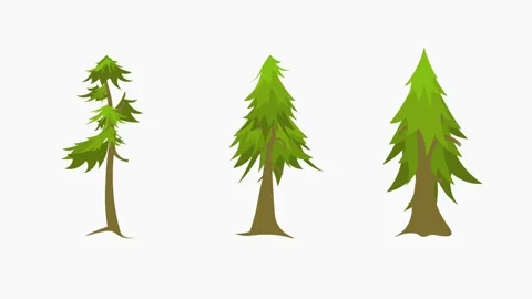 Pine trees, Vector set of flat trees, forest and bush. Stock Footage 280404664