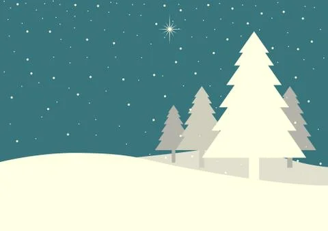 Pine Trees In Vintage Colour Stock Illustration