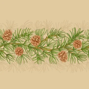 Pine vector pattern Stock Illustration