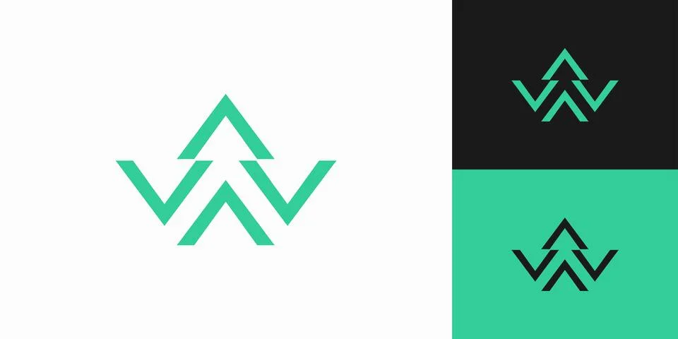 The pine W logo design is unique and elegant Stock Illustration