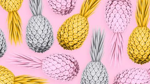 Pineapple 3d abstract. Tropical. Exotic fruit. 3d plastic pineapple. Stock-Illustration
