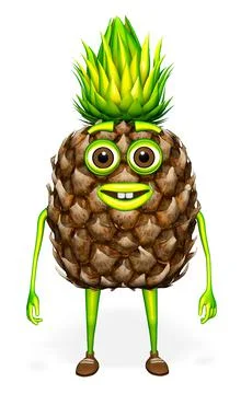 Pineapple 3d Character Cartoon 3D Render Stock Illustration