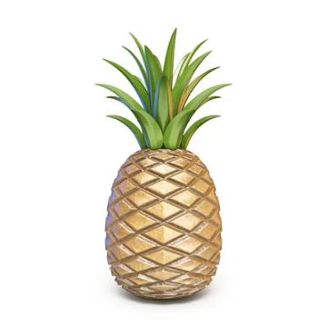 Pineapple 3D rendering illustration on white background 스톡 일러스트