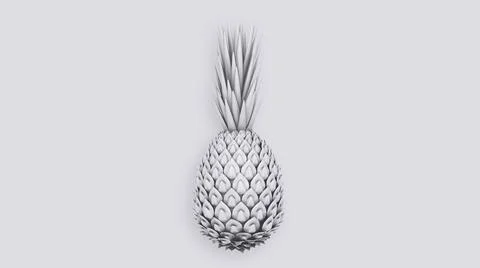 Pineapple 3d. Tropical fruit. 3d pineapple. Trendy summer concept. Stock-Illustration