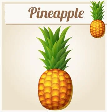 Pineapple Ananas. Cartoon vector icon Stock Illustration