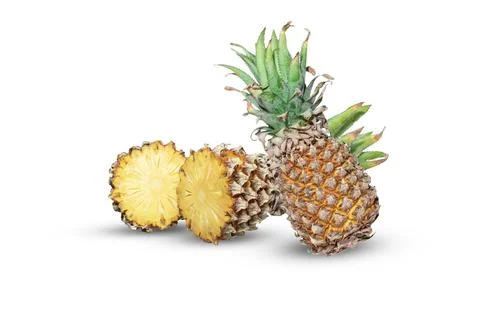 Pineapple ( Ananas comosus ) isolated on white background . Pineapple clipp.. Stock Photos