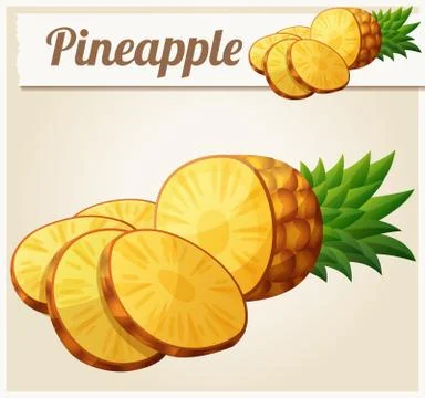 Pineapple Ananas fruit. Cartoon vector icon Stock Illustration