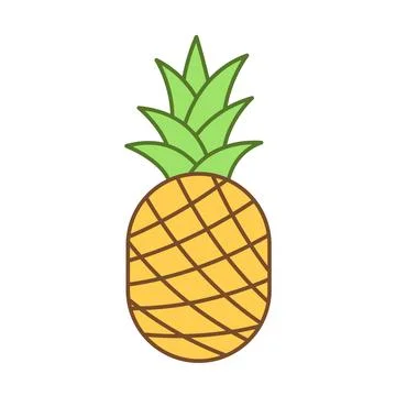 Pineapple ananas icon in flat style. Tropical summer fruit vector illustrat.. Stock Illustration